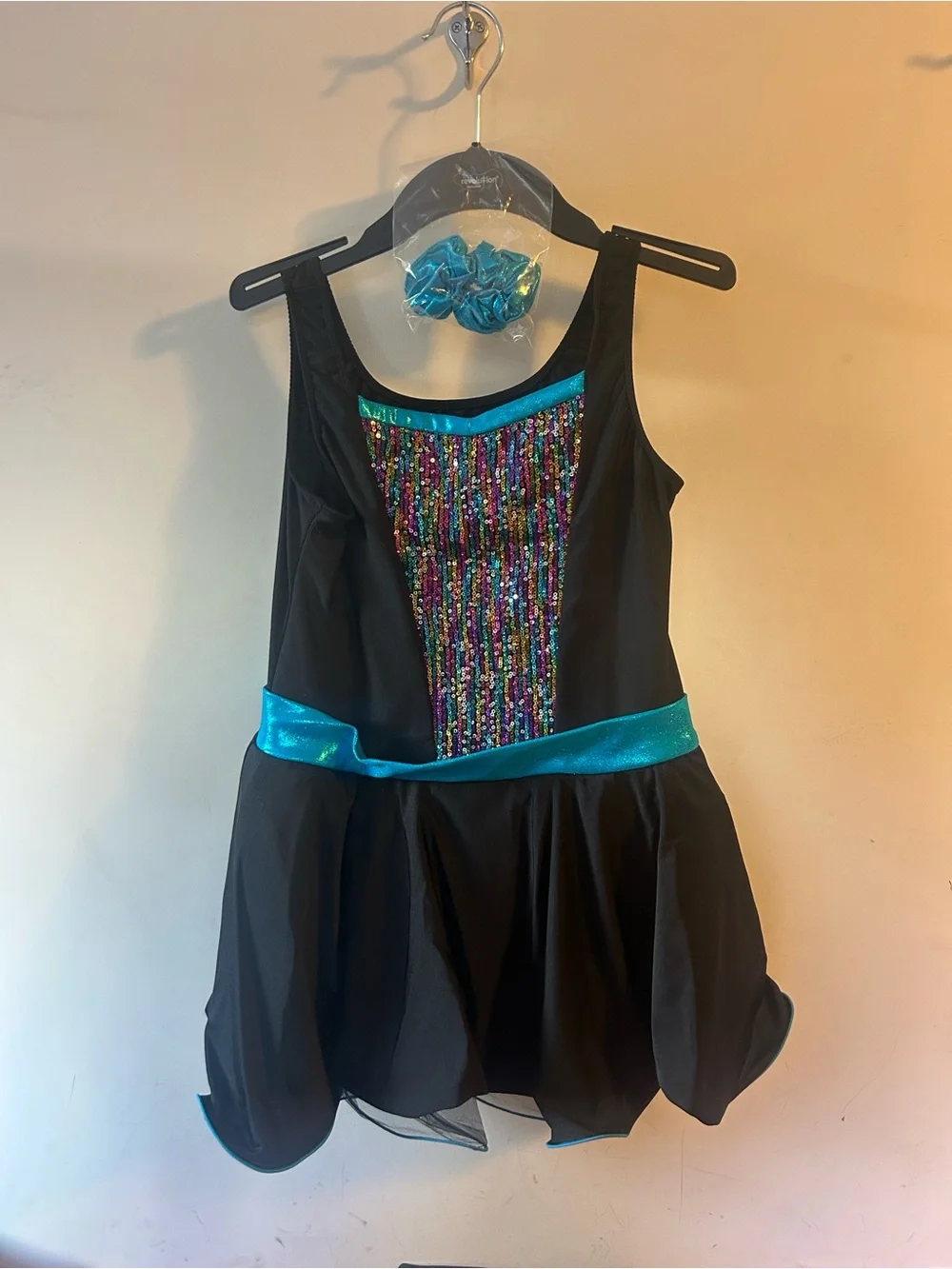 Revolution Black and Teal Sequin Front Dance Costume